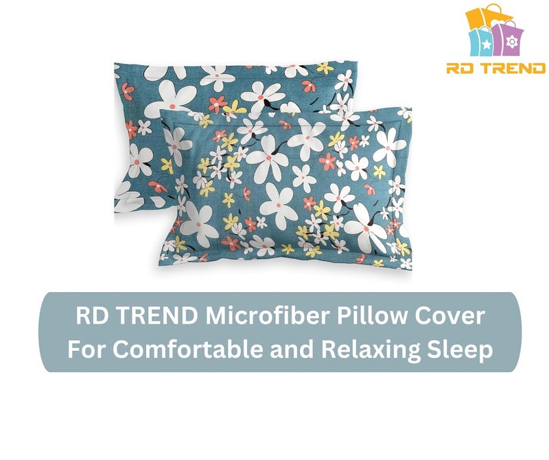 RD TREND® Glace Cotton Assorted Pillow Cover Set of 2 (4 Pcs) – Premium 210 TC, Standard Size 18"x28" | Soft & Breathable Floral Printed Design for Bedroom |Grey&Teal - Image 5