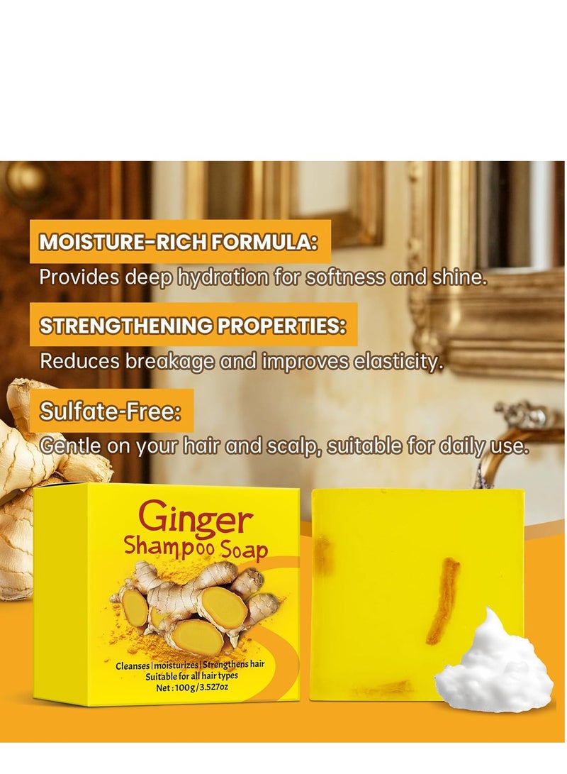 SAUVASINE Ginger Shampoo Bar,Hair Regrowth Shampoo,Natural Organic Ginger Shampoo Soap,Nourishes Hair & Scalp,Anti Hair Frizzing & Anti itching,Hair Loss Shampoo for All Hair Types 100g - Image 5