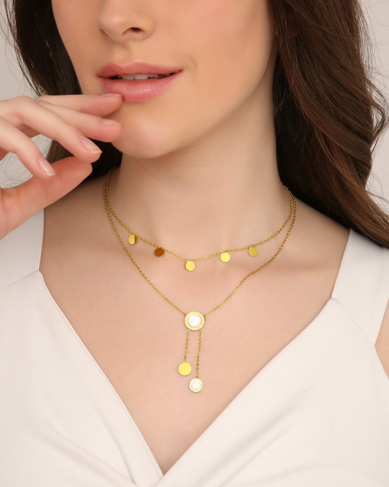 TAAHIRA قلادة من اللؤلؤ الأم Mother of Pearl مزدوجة الطبقات - Image 1