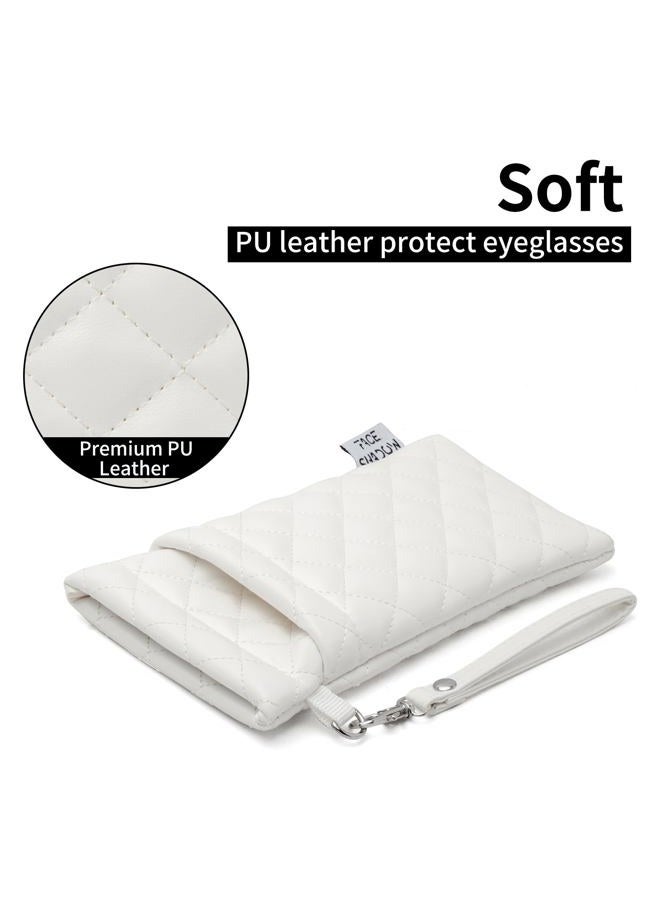 Face Shadow Double Glasses Case Soft Eyeglass Case For Women Men Squeeze Top Sunglasses Case With Cleaning Cloth - Image 5