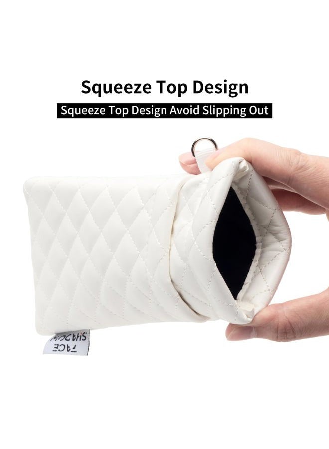 Face Shadow Double Glasses Case Soft Eyeglass Case For Women Men Squeeze Top Sunglasses Case With Cleaning Cloth - Image 2