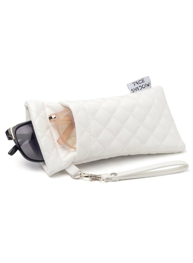 Face Shadow Double Glasses Case Soft Eyeglass Case For Women Men Squeeze Top Sunglasses Case With Cleaning Cloth - Image 1