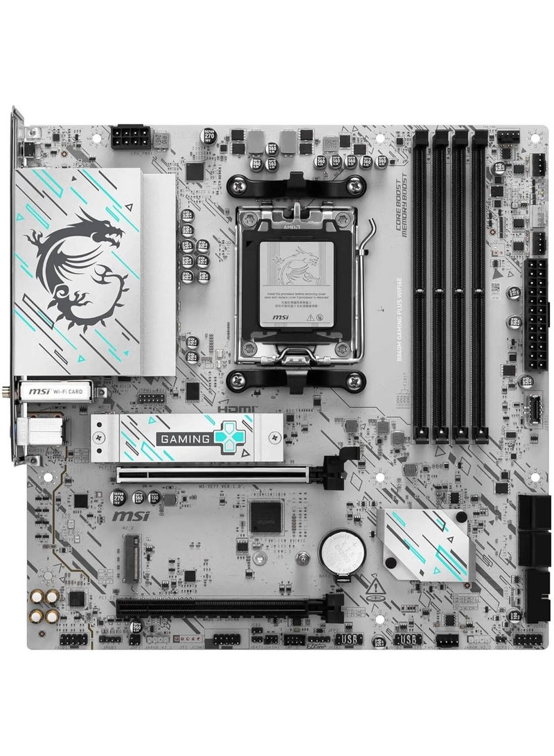 إم اس أي لوحة أم B840M للألعاب WIFI6E AM5 Micro-ATX، 2x فتحات DDR5 تصل إلى 128GB، 2x M.2، 4x SATA، PCIe 4.0 x16، Wi-Fi 6E، BT 5.3، 2.5Gb LAN، HDMI/DP، RGB، TPM، فلاش BIOS، أسود | 911-7E76-001 - Image 3