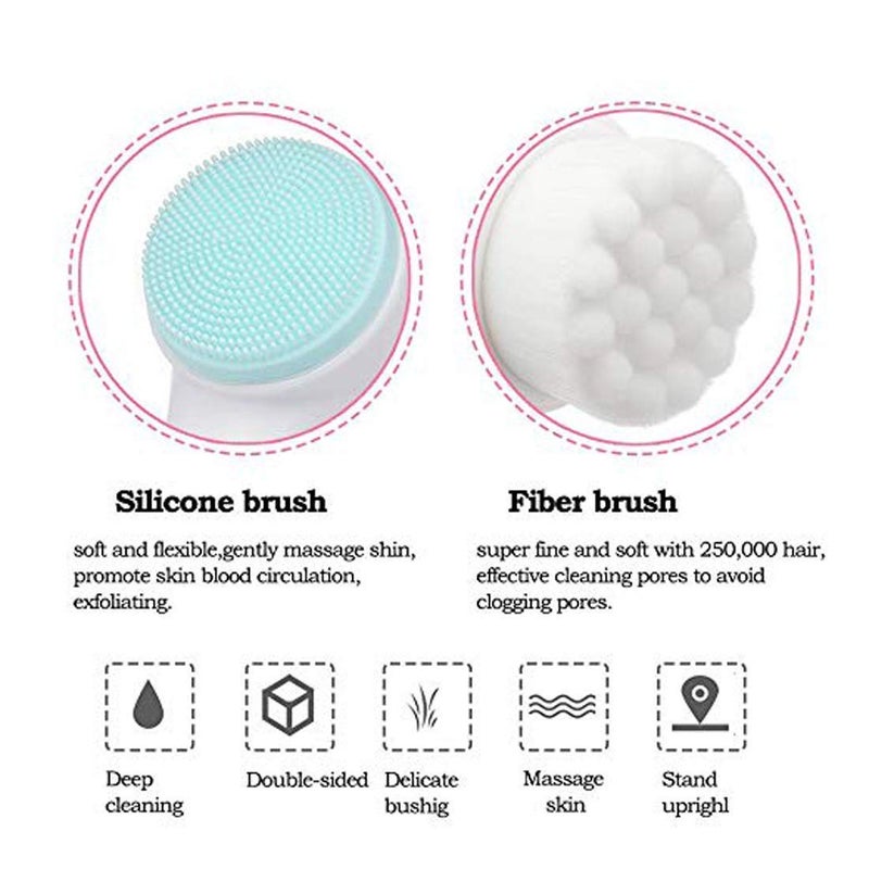 RIXTEC Manual Facial Cleansing Brush, 2-in-1 Skin Care face Brush, Silicone Facial Scrubber Manual Dual Face Wash Brush for Deep Pore Exfoliation Massaging(multi color) - Image 5