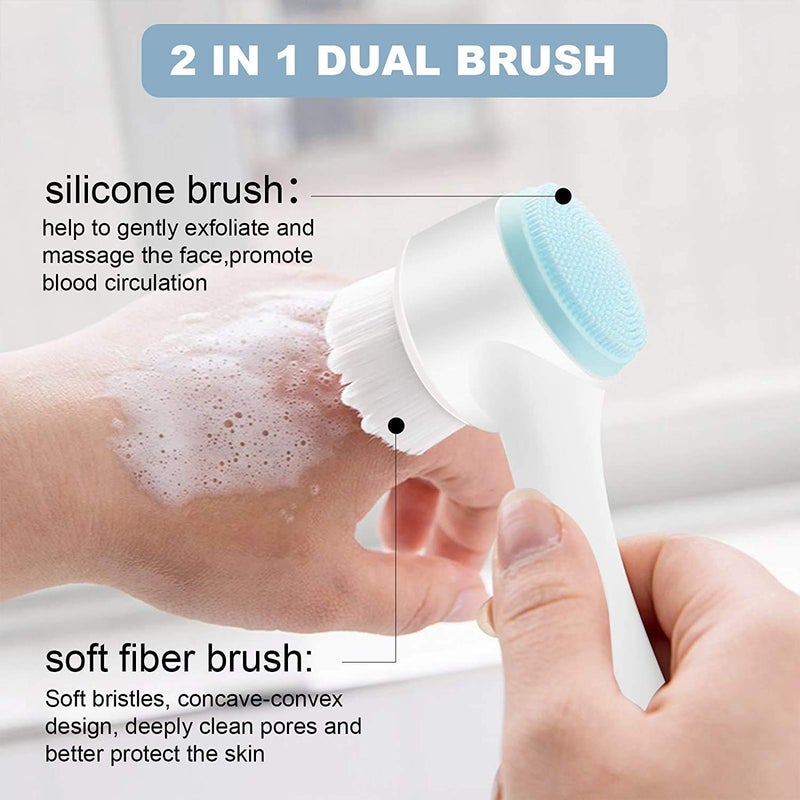 RIXTEC Manual Facial Cleansing Brush, 2-in-1 Skin Care face Brush, Silicone Facial Scrubber Manual Dual Face Wash Brush for Deep Pore Exfoliation Massaging(multi color) - Image 3