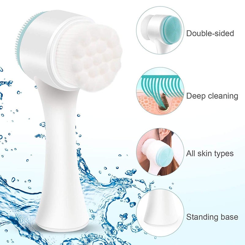 RIXTEC Manual Facial Cleansing Brush, 2-in-1 Skin Care face Brush, Silicone Facial Scrubber Manual Dual Face Wash Brush for Deep Pore Exfoliation Massaging(multi color) - Image 2
