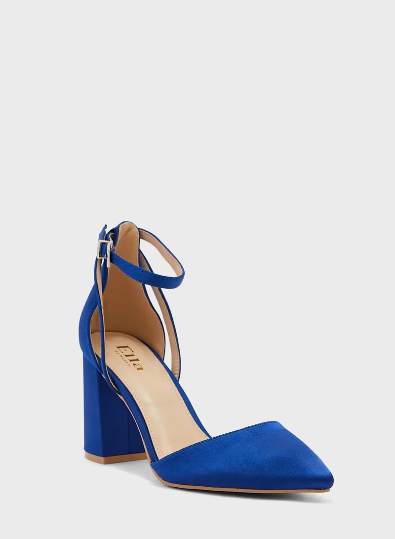 ELLA Satin Cutout Detail Pointed Pump