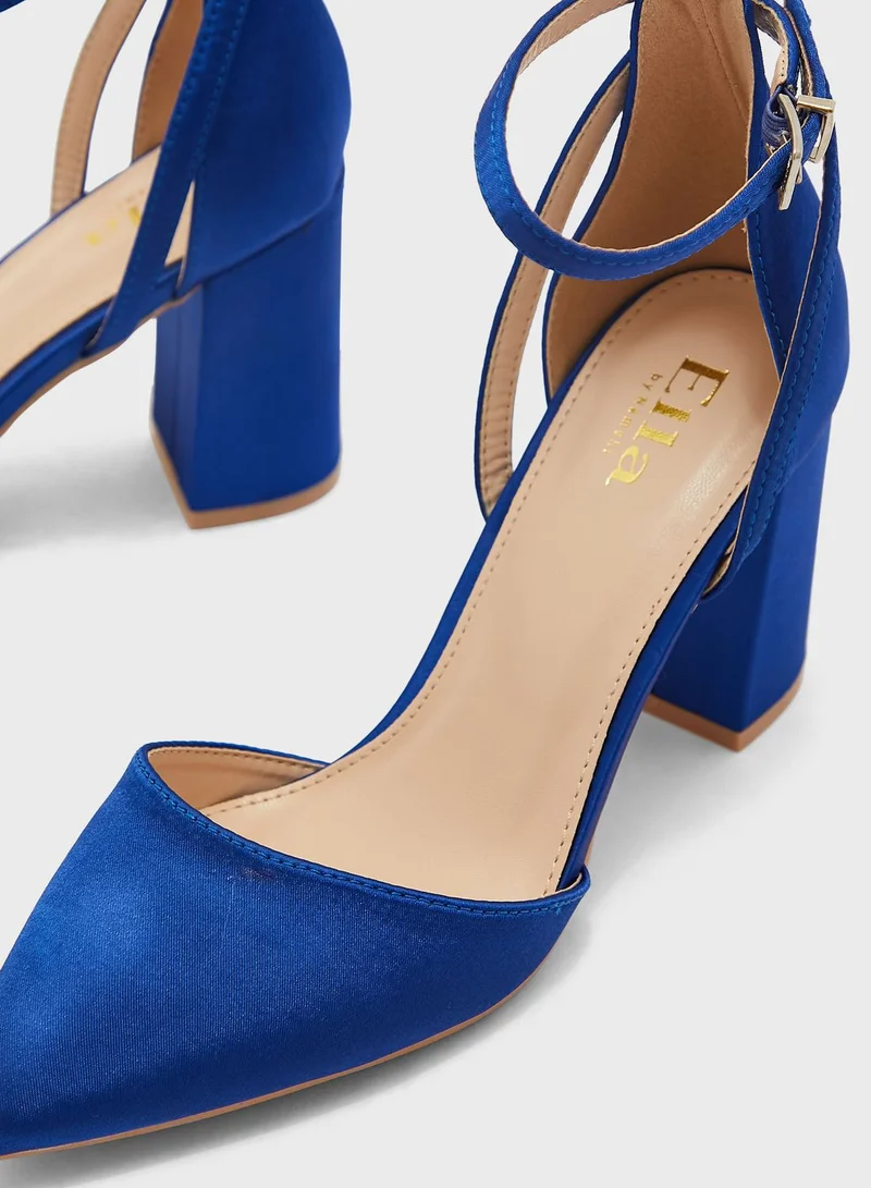 ELLA Satin Cutout Detail Pointed Pump