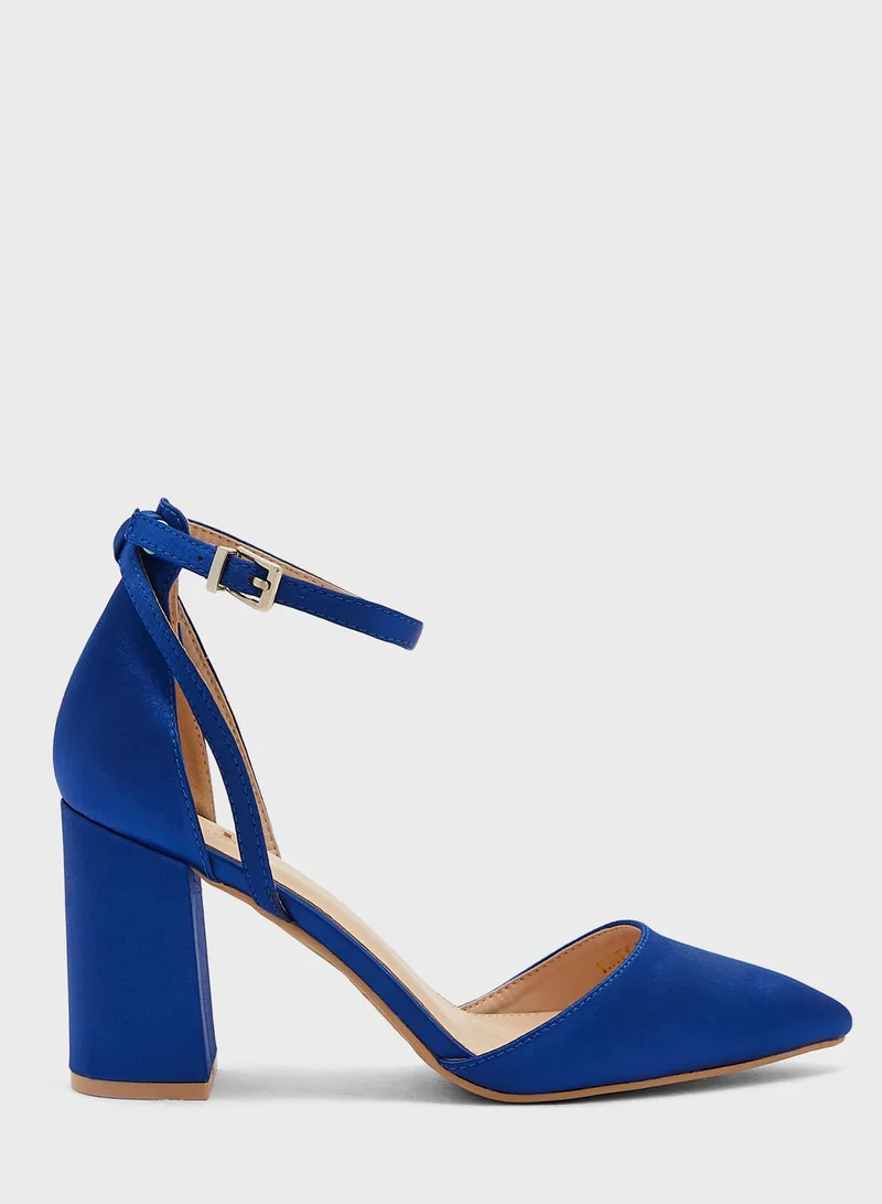 ELLA Satin Cutout Detail Pointed Pump