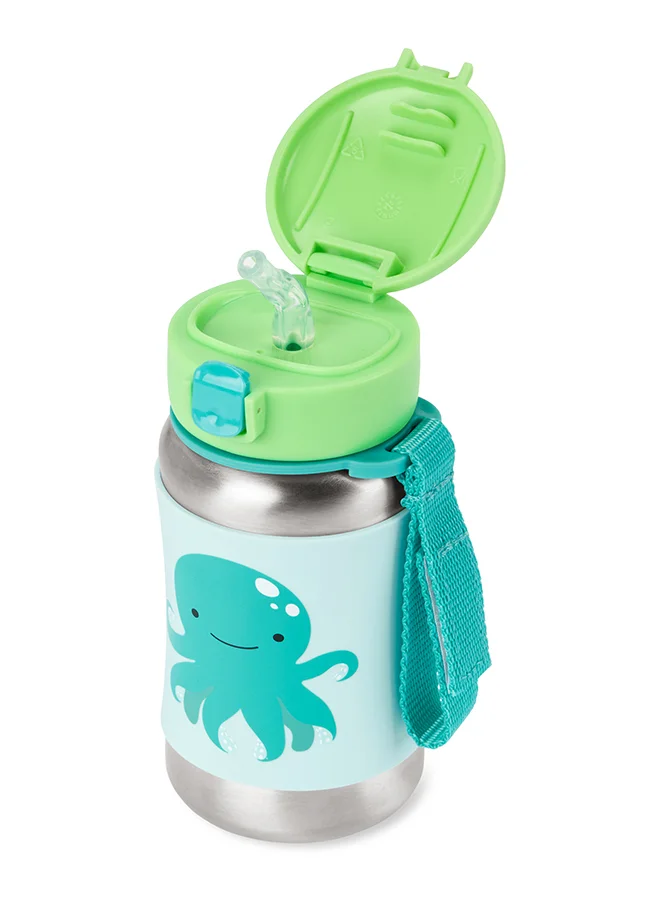 سكيب هوب Zoo Stainless Steel Straw Bottle Octopus - Insulated, Cool Water Bottle for Kids