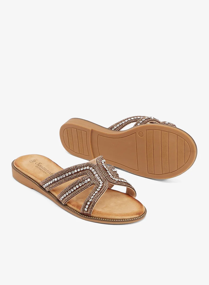 Savannah Collection Bronze Diamante Flat Sandal for Women | Best Price UAE