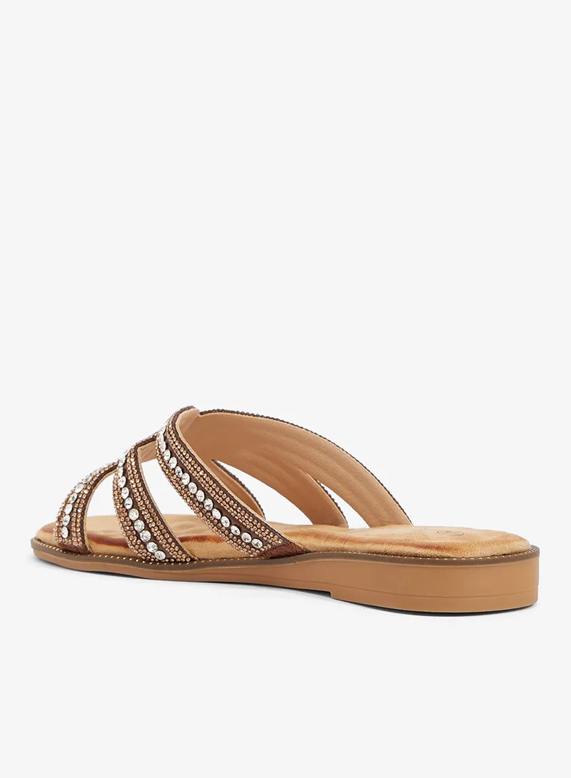 Savannah Collection Diamante Flat Sandal