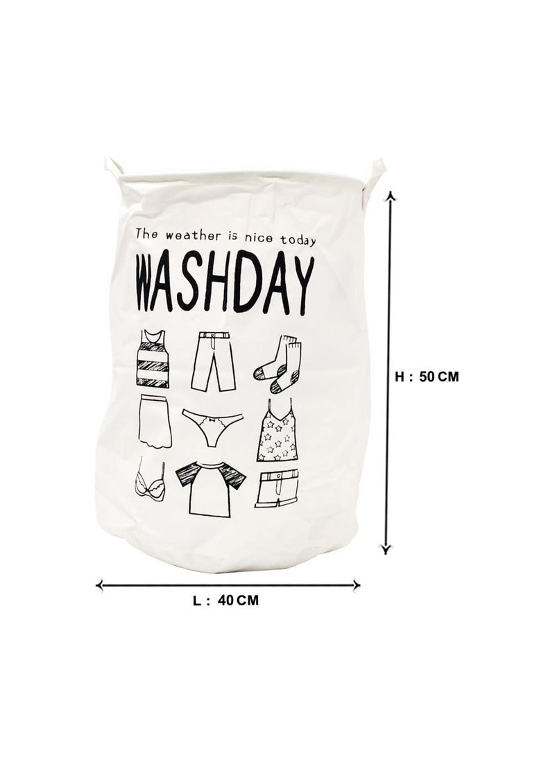 EZ Life - EZ Life Washday - Black, White Laundry Basket (40 x 50 cms) - 1 Pc - Image 1