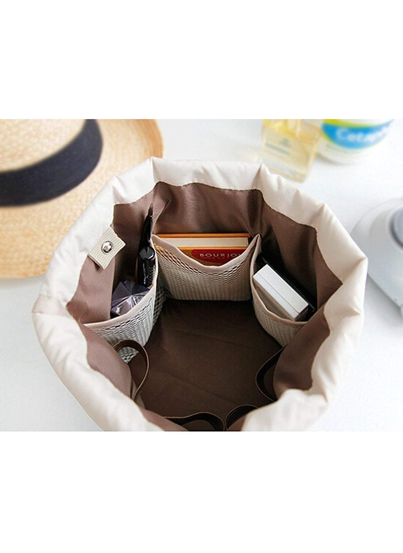 Prostuff.in Prostuffin Womens Bucket Barrel Shaped Travel Dresser Round Pouch Cosmetic Makeup Bag Random Color 1pcs  - Image 2