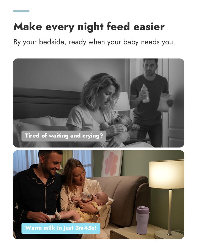 Papablic Portable Bottle Warmer â€“ Fast Heating Baby Bottle Warmer on The Go, Wide Mouth & Smart Temperature Control, Car & Outdoor Feeding, Spodumene Purple - Image 2