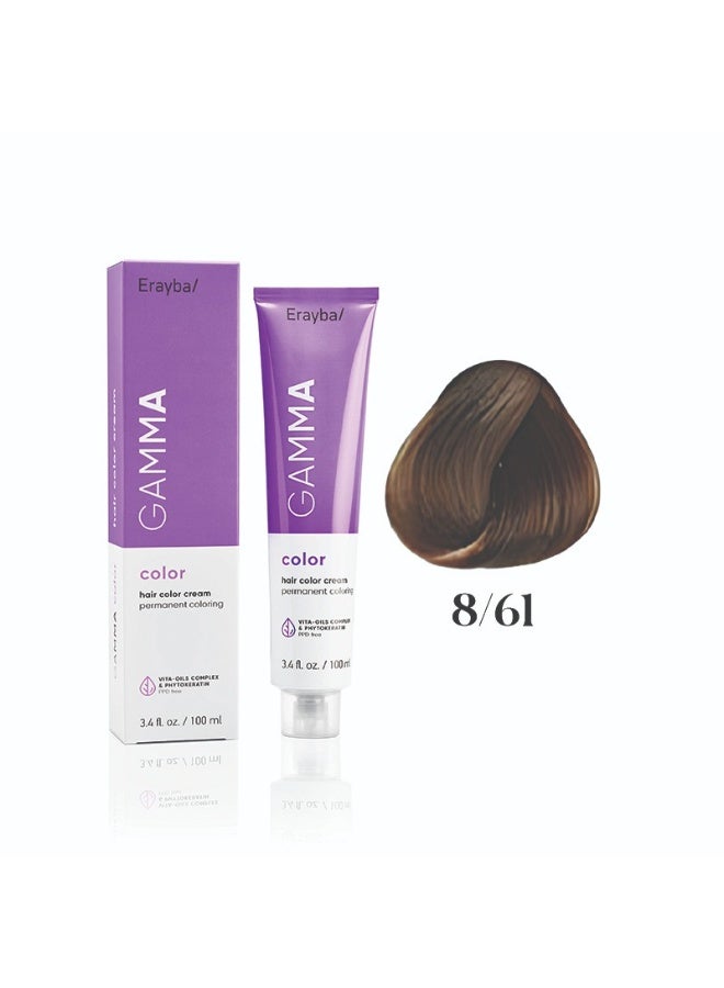Erayba Gamma Color hair Color Cream100 Ml ( 8/61 - Ash Brown light blond) - Image 1