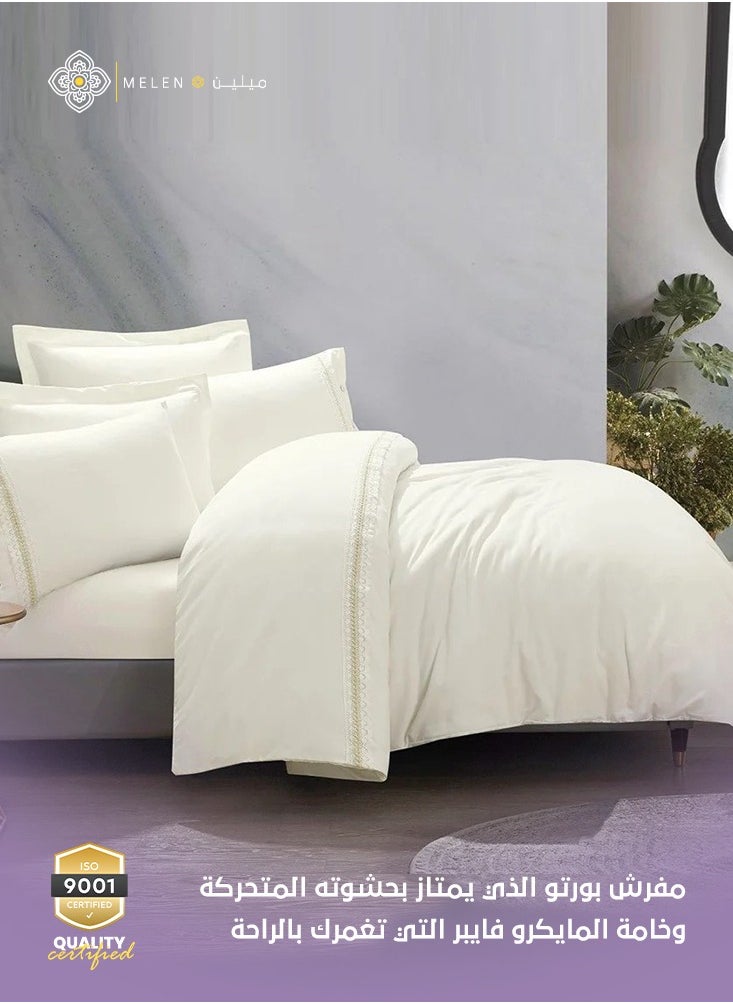 Melen Porto - Double Summer Bedding Set - 7 Pieces-Ecru  - Image 1