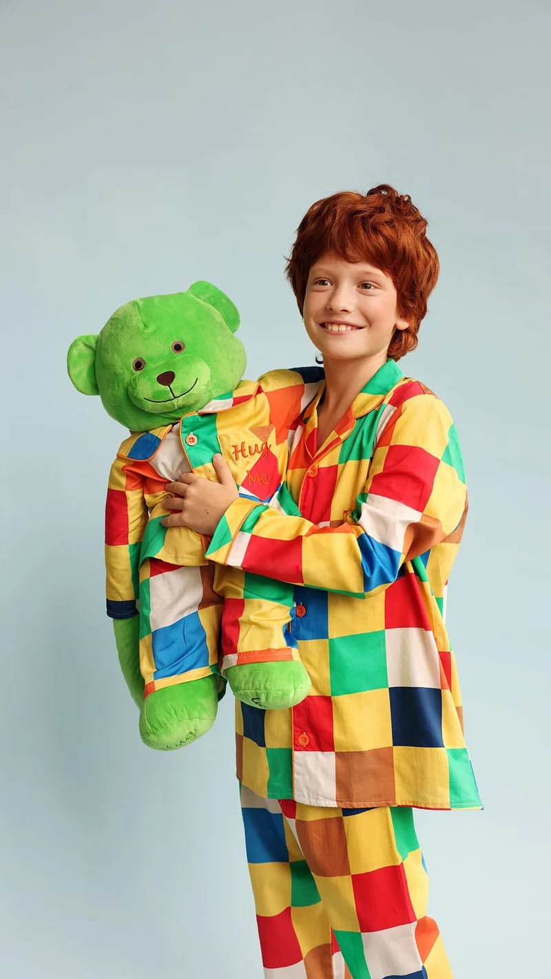 Luna Mia 'Lucas' Hug Me Pyjama Set With Matching Mega Size Teddy Bear