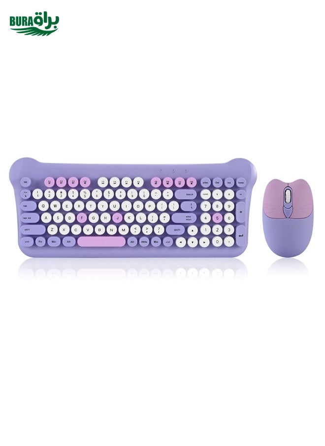 BURAQ QW05 Mixed Color Portable 2.4G Wireless Keyboard Mouse Set(Purple)  - Image 1