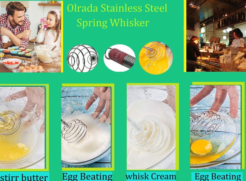 Olrada Stainless Steel Balloon Spring Whisk Egg Beater for Blending Whisking Beating & Stirring 9'' - Image 4