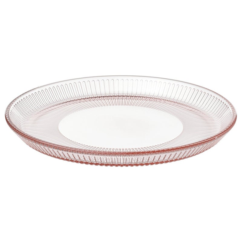 Baitique Side Plate, Ribbed Pink Tempered Glass, 21 cm - Stackable - Image 1