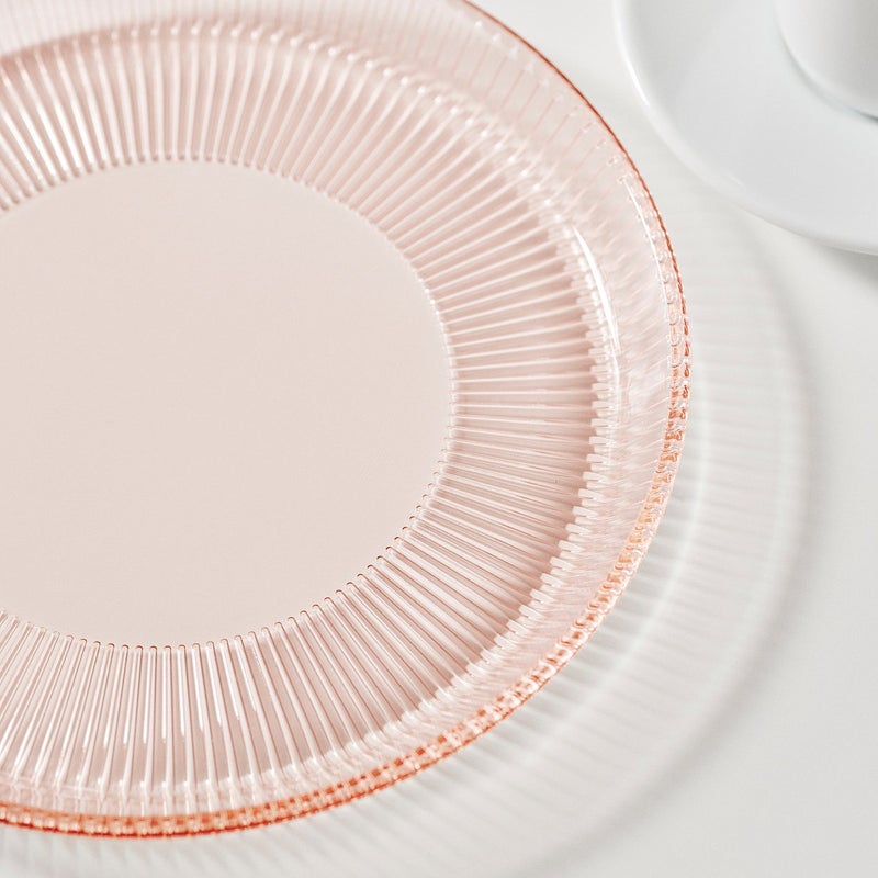 Baitique Side Plate, Ribbed Pink Tempered Glass, 21 cm - Stackable - Image 4