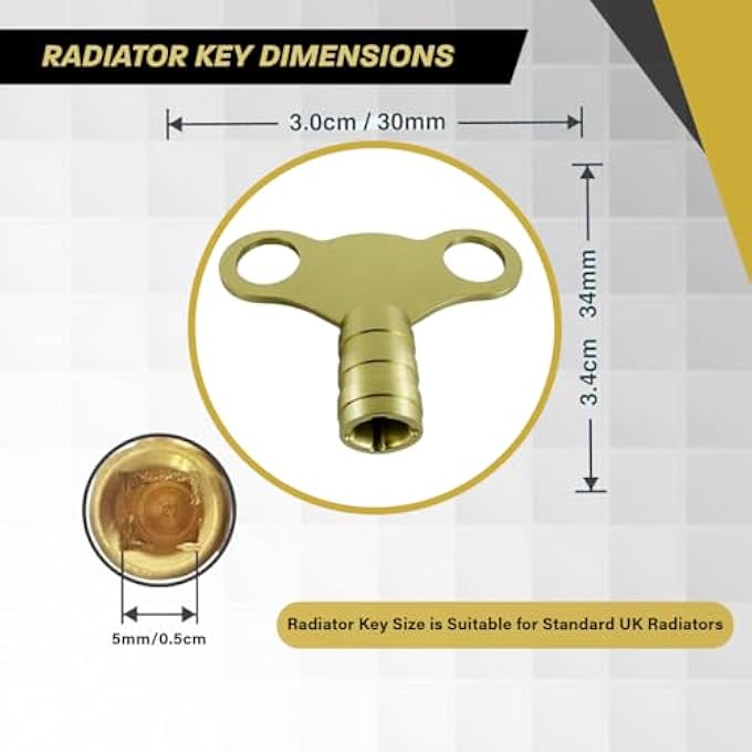 RADIATOR KEY 2 PACK - SOLID BRASS BLEED KEY FOR VENTING AND BLEEDING RADIATORS | UNIVERSAL CLOCK TYPE VALVE KEY | HEAVY DUTY PLUMBING TOOL FOR AIR VENT REMOVAL | EASY GRIP DESIGN - Image 2