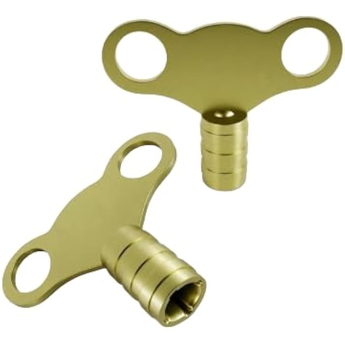 RADIATOR KEY 2 PACK - SOLID BRASS BLEED KEY FOR VENTING AND BLEEDING RADIATORS | UNIVERSAL CLOCK TYPE VALVE KEY | HEAVY DUTY PLUMBING TOOL FOR AIR VENT REMOVAL | EASY GRIP DESIGN - Image 1