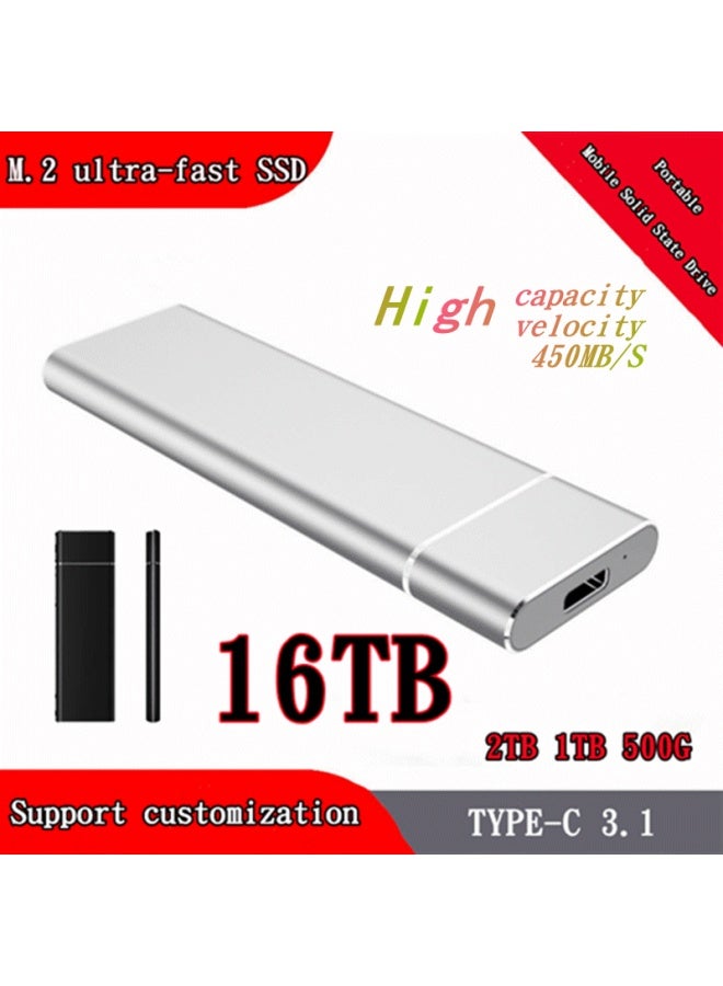 SSD Portable Mobile Solid State Drive 16T 8T 4T 1T Direct Supply Stable Supply-Capacity:16TB (high Speed)-Interface:Gold - Image 1