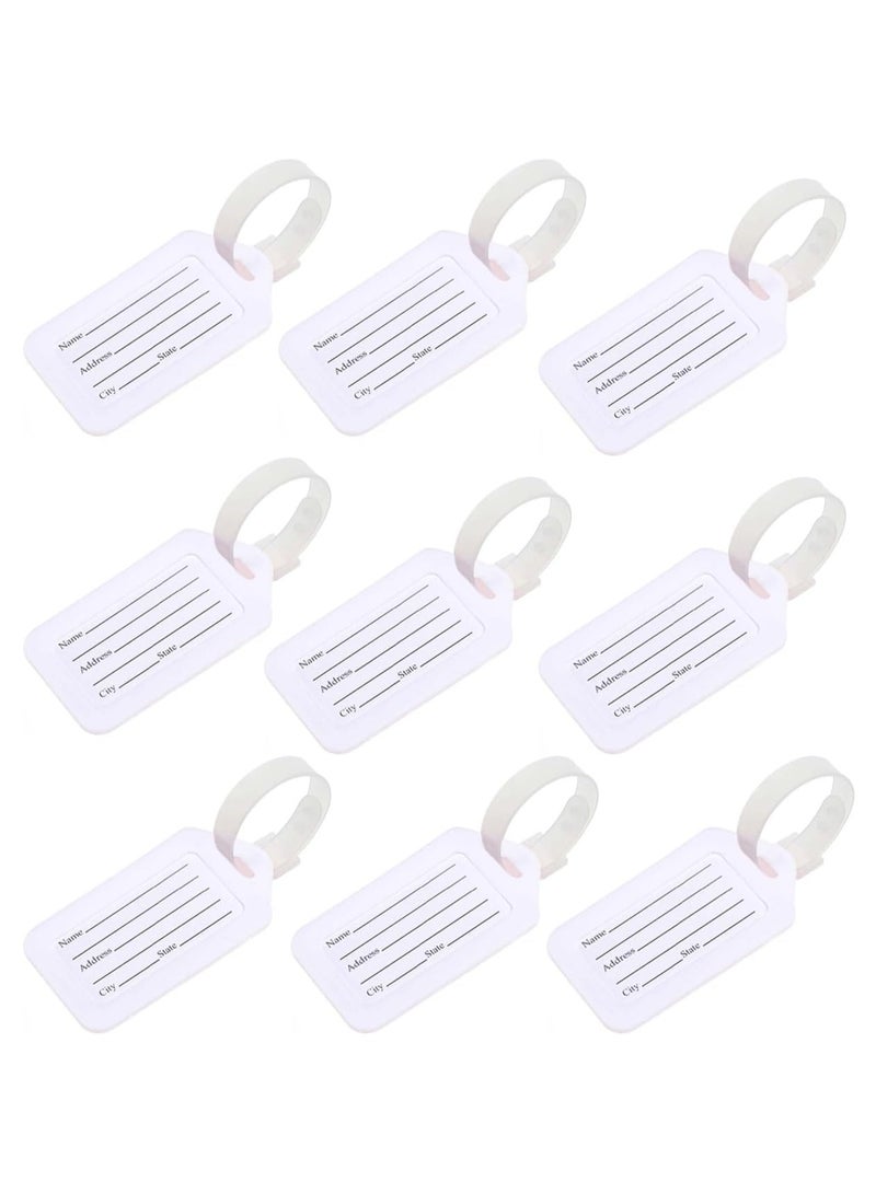 Rubik علامات الأمتعة، 10 قطع من حقائب السفر البلاستيكية، ملصقات تحديد اسم الأمتعة والعنوان - بيضاء - Image 1