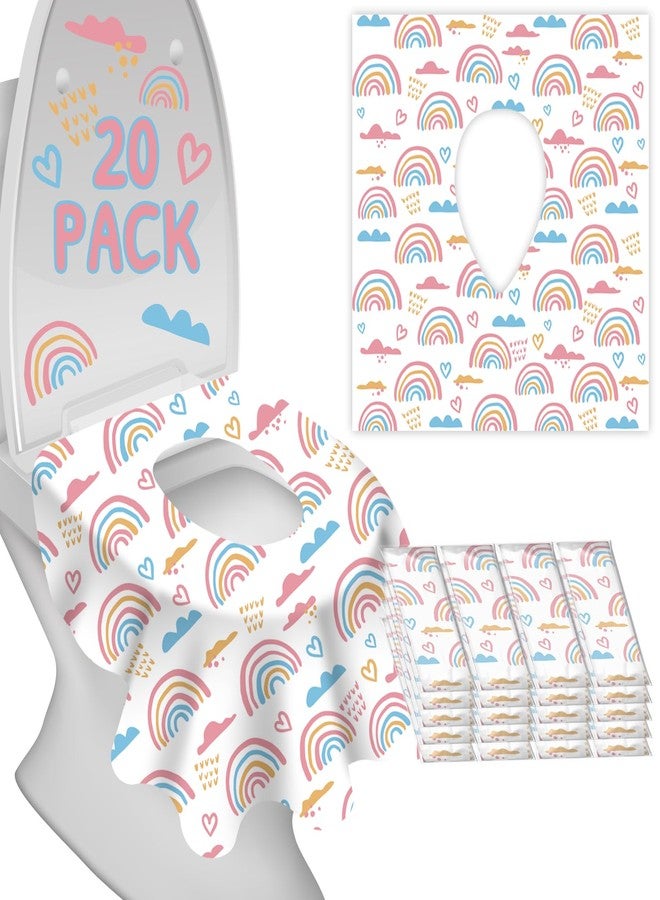 DEEKI Disposable Toilet Seat Covers for Kids & Adults,Protect from Public Toilets While Potty Training or Travel - Extra Large, Waterproof, Portable -Pink Rainbow (20pack） - Image 1