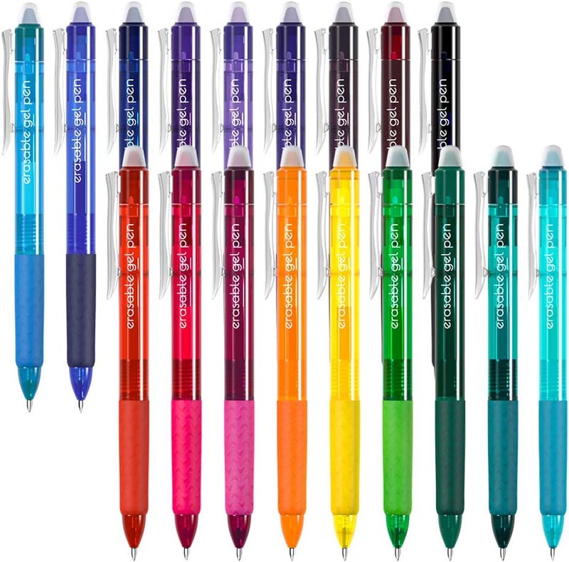 Vanstek 18 Colors Retractable Erasable Gel Pens Clicker, Fine Point(0.7), Make Mistakes Disappear, Premium Comfort Grip for Drawing Writing Planner and Crossword Puzzles - Image 1