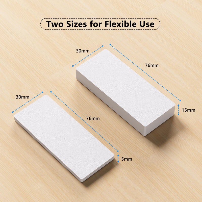 LveSunny 18Pcs Furniture Pads,EVA Foam Headboard Stoppers for Wall, 8Pcs (15mm Thick)+10Pcs (5mm Thick) wall Protector, Anti-Vibration Soundproof Pads, Couch stoppers, Bed Noise Stopper, White - Image 2