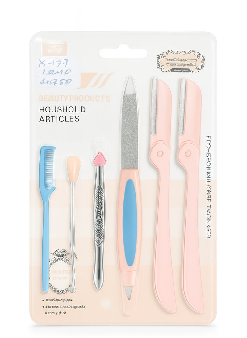 YOUMEI Compact Personal Care Set Travel Friendly Grooming Tools Manicure Pedicure Kit Nail Clipper Eyebrow Scissors Ear Pick Beauty Care Set for Men and Women