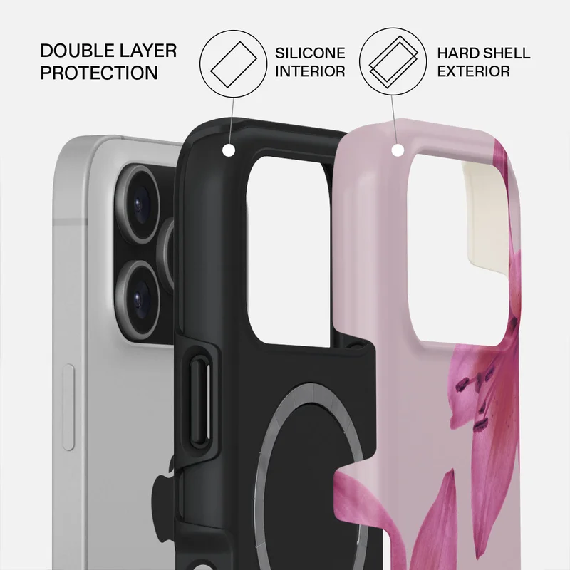 بورجا جراب iPhone 17 Pro Fragile Beauty Premium متوافق مع غلاف صلب مزدوج الطبقات هجين + حماية من السيليكون - غطاء محمول مقاوم للخدش والصدمات