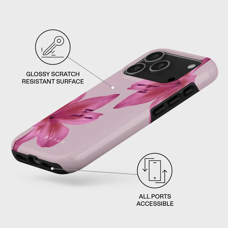 بورجا جراب iPhone 17 Pro Fragile Beauty Premium متوافق مع غلاف صلب مزدوج الطبقات هجين + حماية من السيليكون - غطاء محمول مقاوم للخدش والصدمات