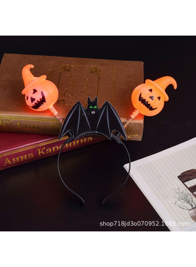 Cross-border Halloween Party Luminous Pumpkin Lantern Hoop Ghost Festival Stage Performance Supplies Skull Head Hoop Hair Hoop Props 