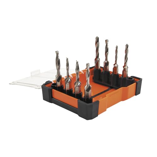 Klein Tools 32217 Drill Tap Tool Kit 8Piece For AluminumBrassCopperPlasticMild Steel Quick Connect Power Tools Compatible