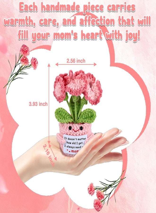NUBARKO Cute Mom Gifts for Christmas - Birthday Gifts for Mom from Daughter Son - Valentines for Moms Emotional Positive Support Moms Crochet - Knitted Positive Carnation Flowers Crochet Doll - Image 5