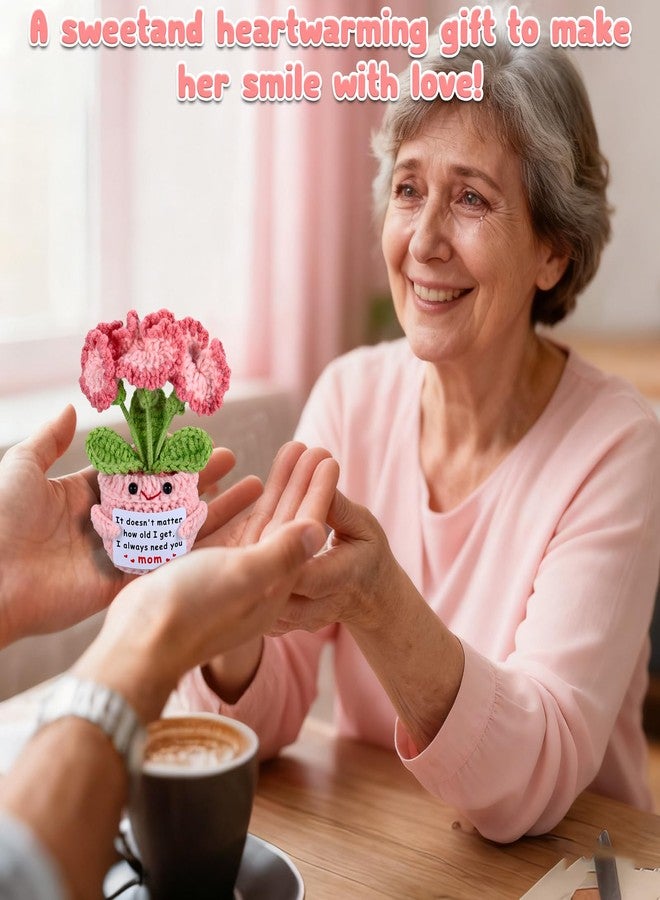NUBARKO Cute Mom Gifts for Christmas - Birthday Gifts for Mom from Daughter Son - Valentines for Moms Emotional Positive Support Moms Crochet - Knitted Positive Carnation Flowers Crochet Doll - Image 2