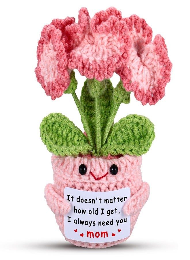 NUBARKO Cute Mom Gifts for Christmas - Birthday Gifts for Mom from Daughter Son - Valentines for Moms Emotional Positive Support Moms Crochet - Knitted Positive Carnation Flowers Crochet Doll - Image 1