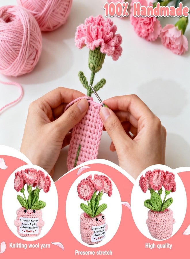NUBARKO Cute Mom Gifts for Christmas - Birthday Gifts for Mom from Daughter Son - Valentines for Moms Emotional Positive Support Moms Crochet - Knitted Positive Carnation Flowers Crochet Doll - Image 3