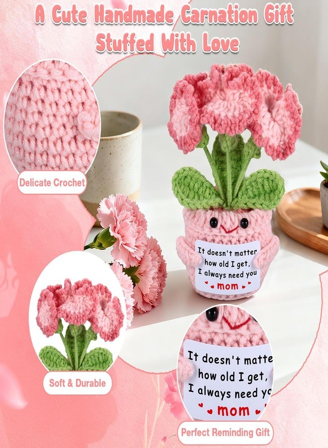 NUBARKO Cute Mom Gifts for Christmas - Birthday Gifts for Mom from Daughter Son - Valentines for Moms Emotional Positive Support Moms Crochet - Knitted Positive Carnation Flowers Crochet Doll - Image 4