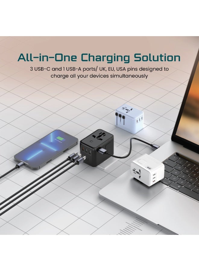AcceOn ACC-AD354 45W GaN Universal Travel Adapter – 4 Ports (3 USB-C + 1 USB-A), Worldwide Compatibility in 180+ Countries (UK/EU/USA/AUS), Fast Charging for Laptops, Phones & Tablets – Black - Image 3