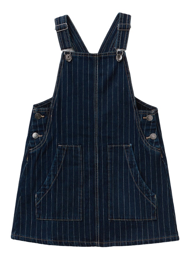 Benetton Denim Overall Skirt With Pinstripes  - Image 1