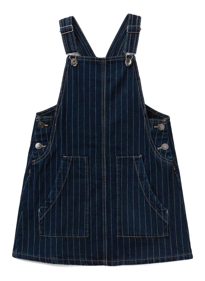 Benetton Denim Overall Skirt With Pinstripes  - Image 3