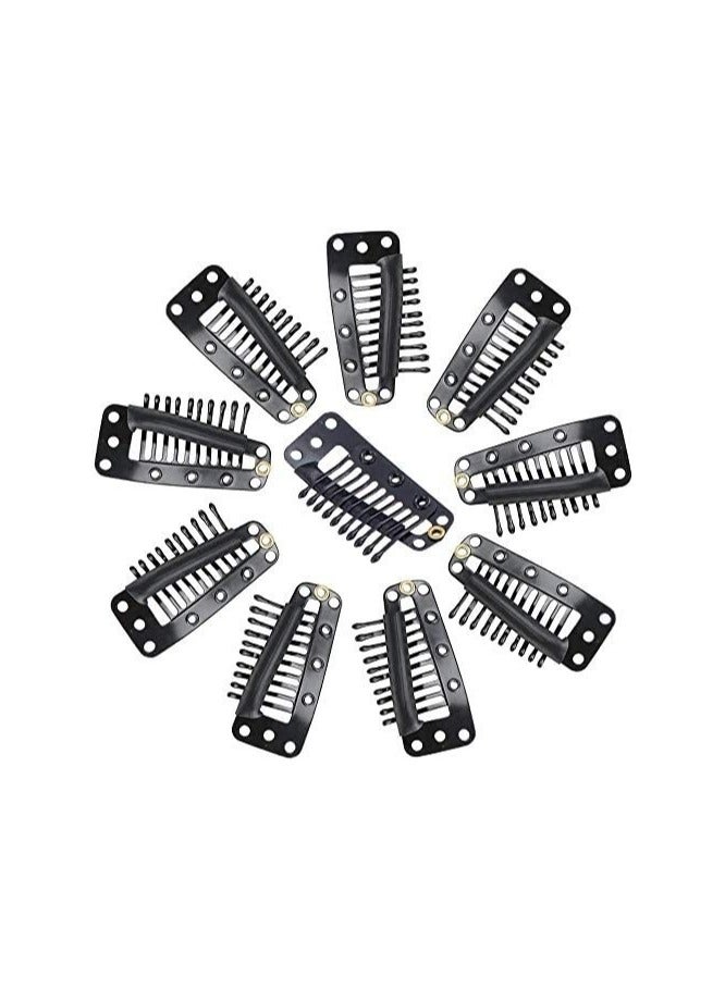 إستيل مشابك لتمديد الشعر المستعار، مشابك شعر بمشط على شكل حرف U، 6 أسنان، مشابك شعر مستعار مع أمشاط معدنية مطاطية، مشابك وصلات شعر للنساء، أسود 10 أسنان، مقاس كبير 20 قطعة - Image 2