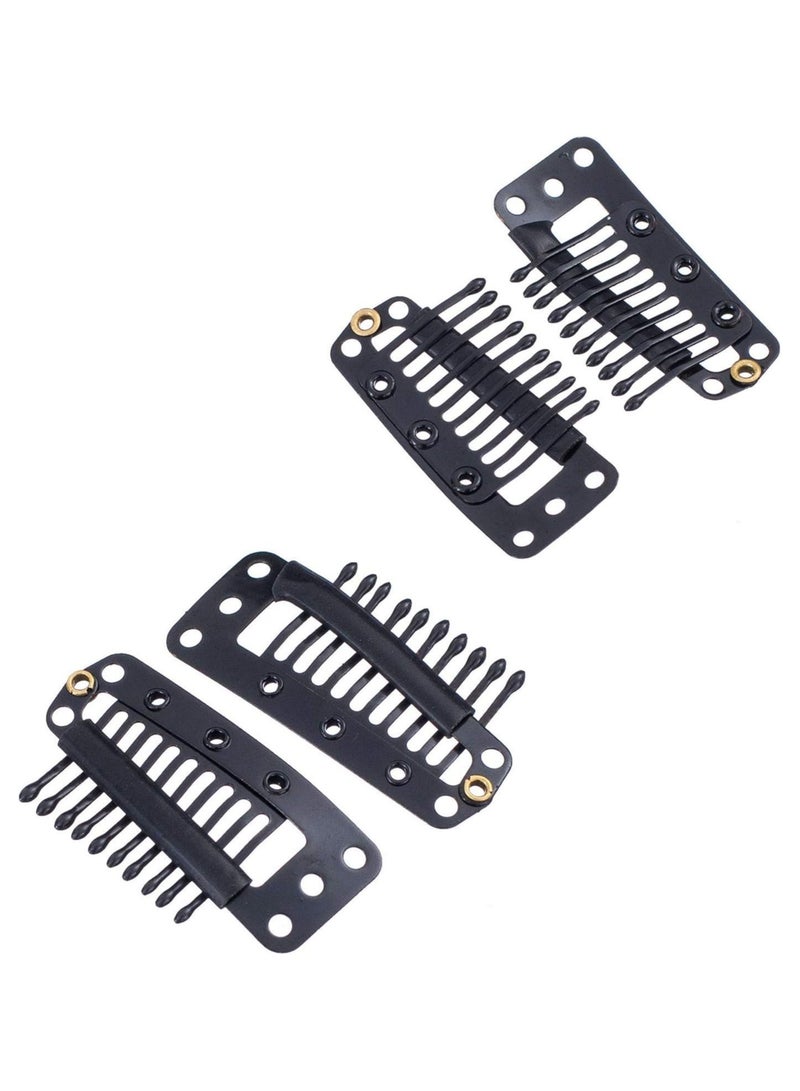 إستيل مشابك لتمديد الشعر المستعار، مشابك شعر بمشط على شكل حرف U، 6 أسنان، مشابك شعر مستعار مع أمشاط معدنية مطاطية، مشابك وصلات شعر للنساء، أسود 10 أسنان، مقاس كبير 20 قطعة - Image 3