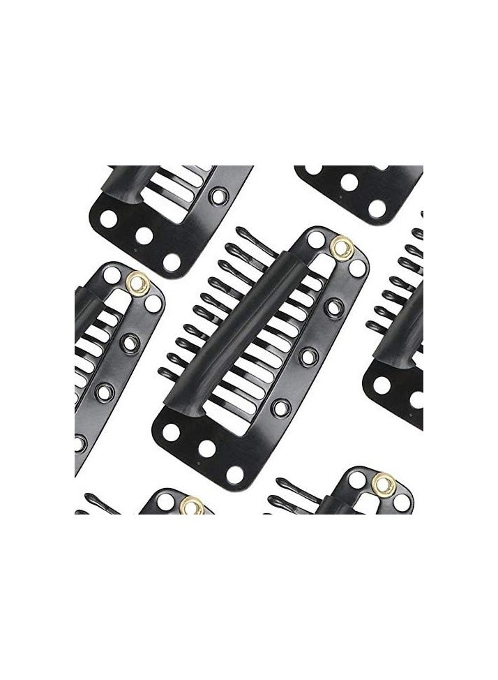 إستيل مشابك لتمديد الشعر المستعار، مشابك شعر بمشط على شكل حرف U، 6 أسنان، مشابك شعر مستعار مع أمشاط معدنية مطاطية، مشابك وصلات شعر للنساء، أسود 10 أسنان، مقاس كبير 20 قطعة - Image 4