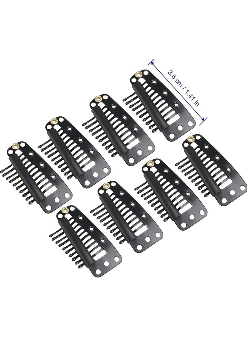 إستيل مشابك لتمديد الشعر المستعار، مشابك شعر بمشط على شكل حرف U، 6 أسنان، مشابك شعر مستعار مع أمشاط معدنية مطاطية، مشابك وصلات شعر للنساء، أسود 10 أسنان، مقاس كبير 20 قطعة - Image 5